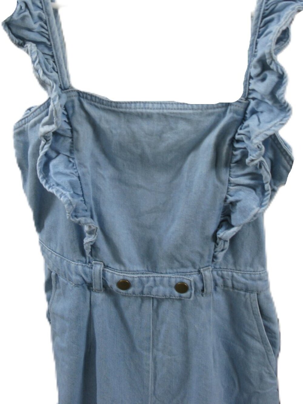 Forever 21 Denim Ruffle Strap Overalls Size Small - Picture 2 of 5